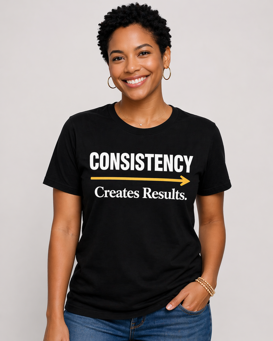 Consistency Creates Results tee – front