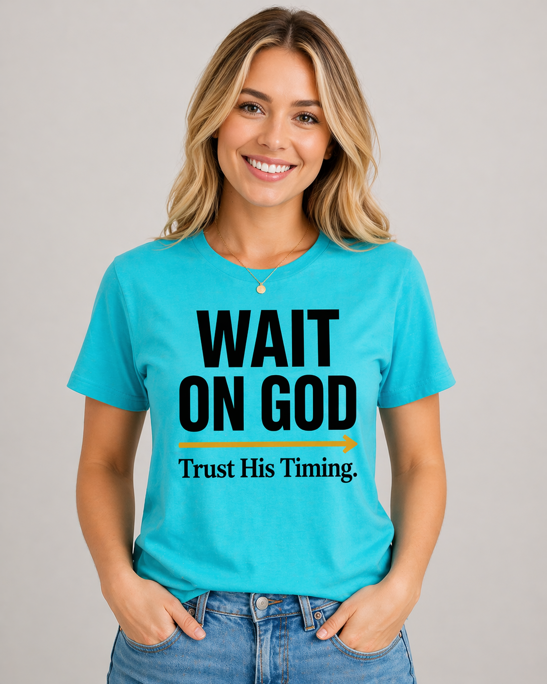 Wait On God Trust His Timing tee – front